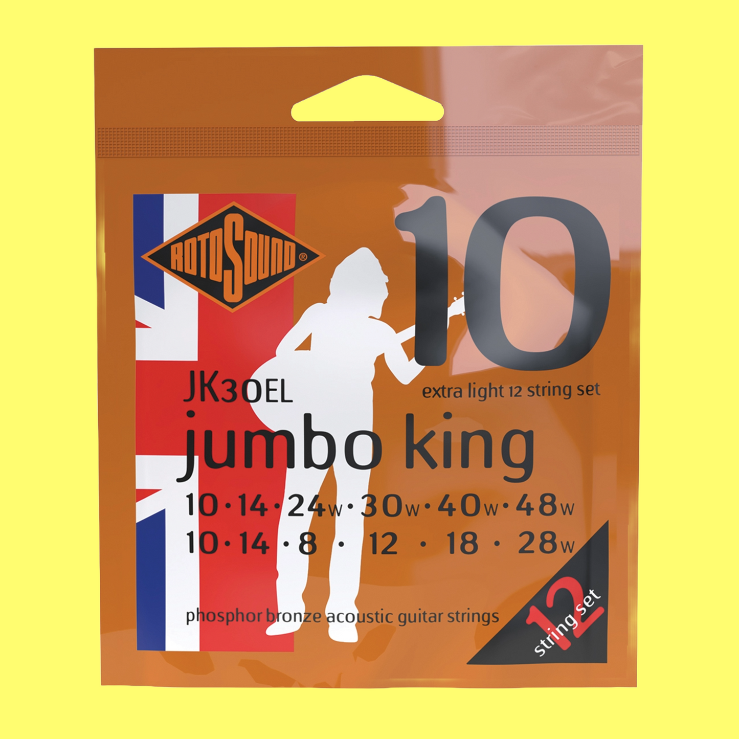 Rotosound JK30EL Jumbo King 12 String Acoustic Guitar Phosphor Bronze String Set 10-48