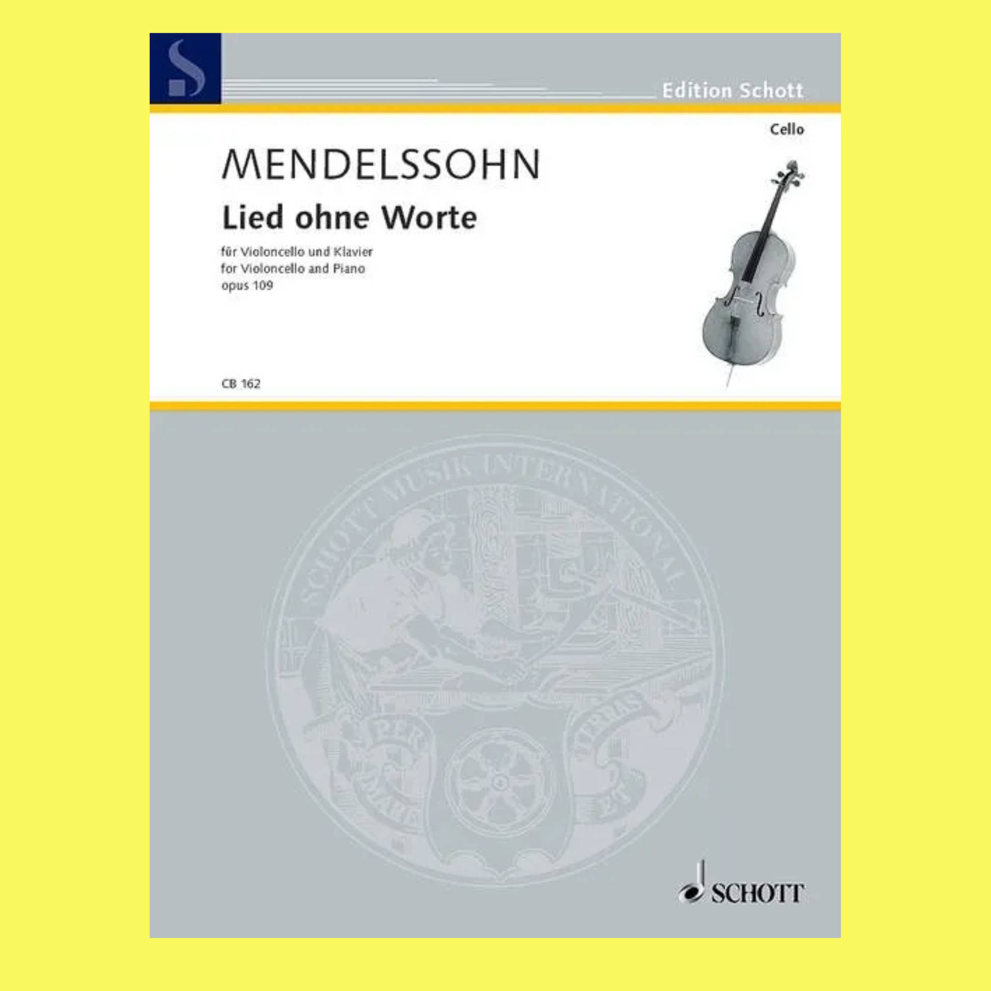 Mendelssohn - Song Without Words Op 109 Cello with Piano Accompaniment Book