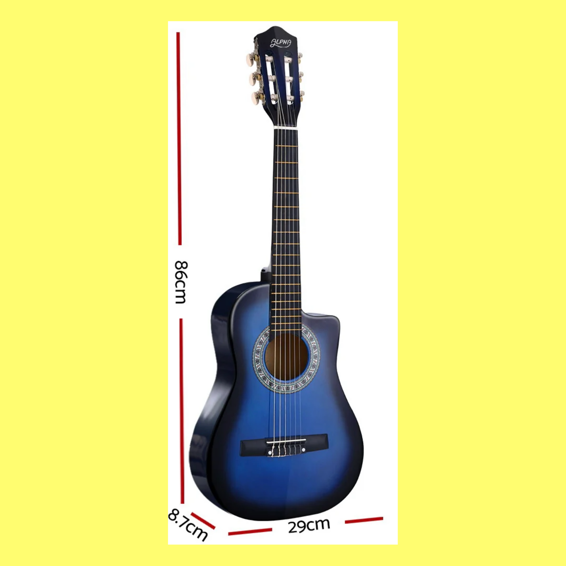 Alpha 34-inch Blue Childrens Nylon Acoustic Guitar Pack