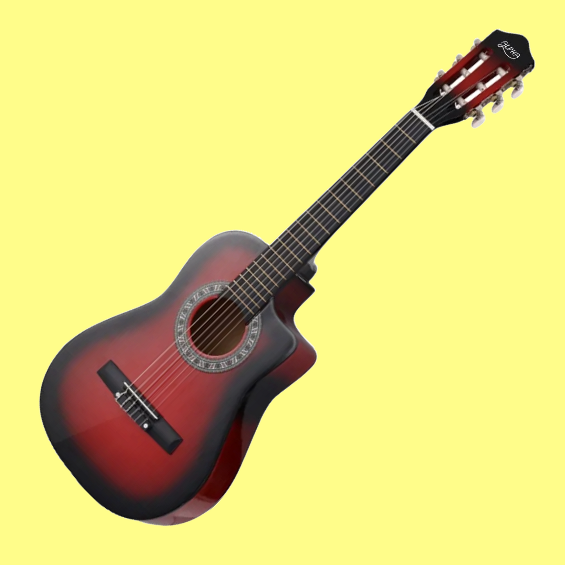 Alpha 34-inch Red Childrens Nylon Acoustic Guitar Pack