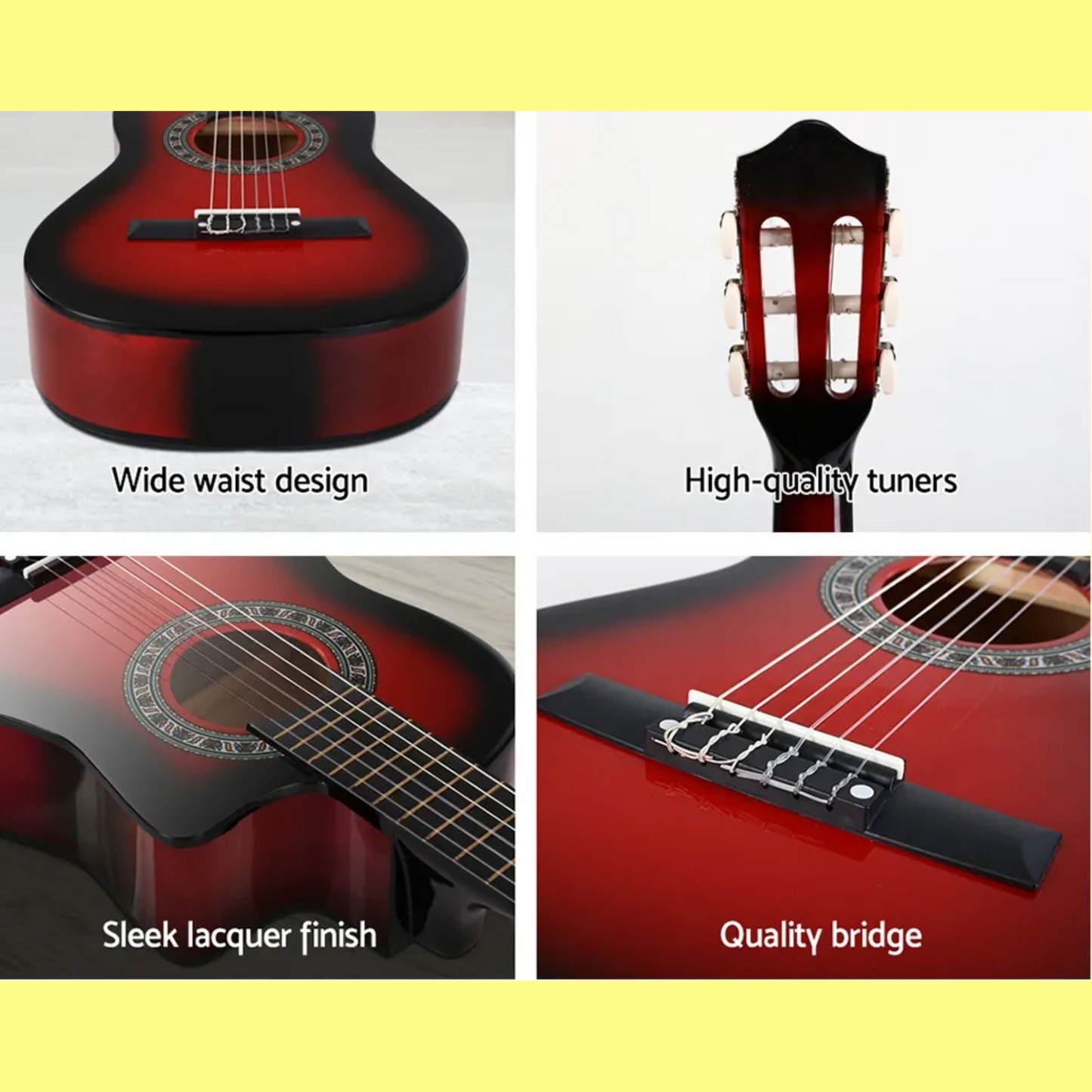 Alpha 34-inch Red Childrens Nylon Acoustic Guitar Pack