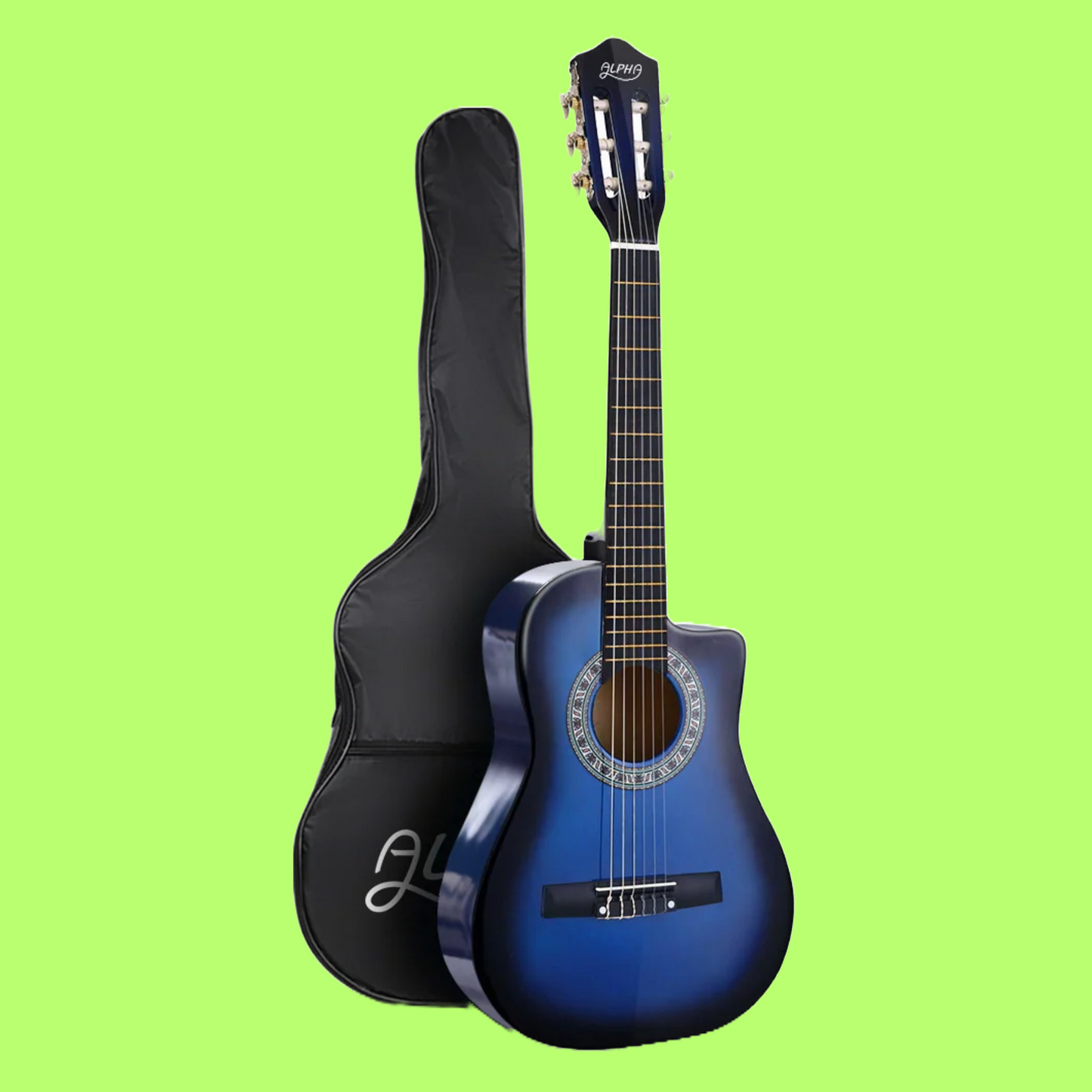 Alpha 34-inch Blue Childrens Nylon Acoustic Guitar with Bag & Picks