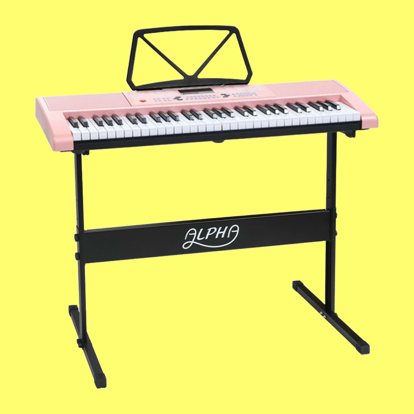 Alpha 61 Key Pink Electronic Piano Keyboard & Stand