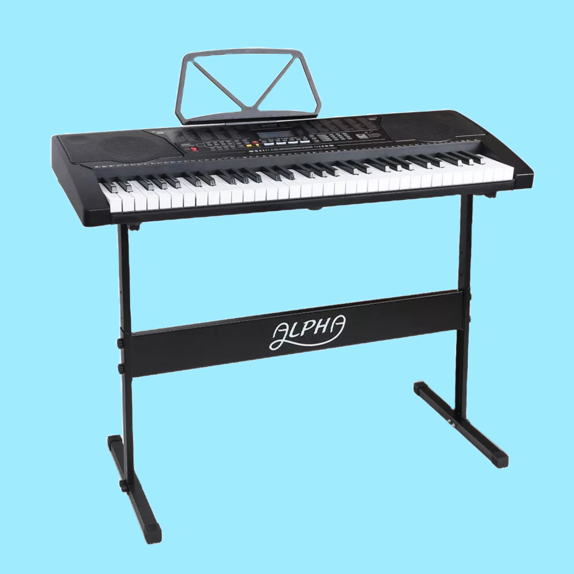 Alpha 61 Key Lighted Keys Electronic Piano Keyboard & Stand