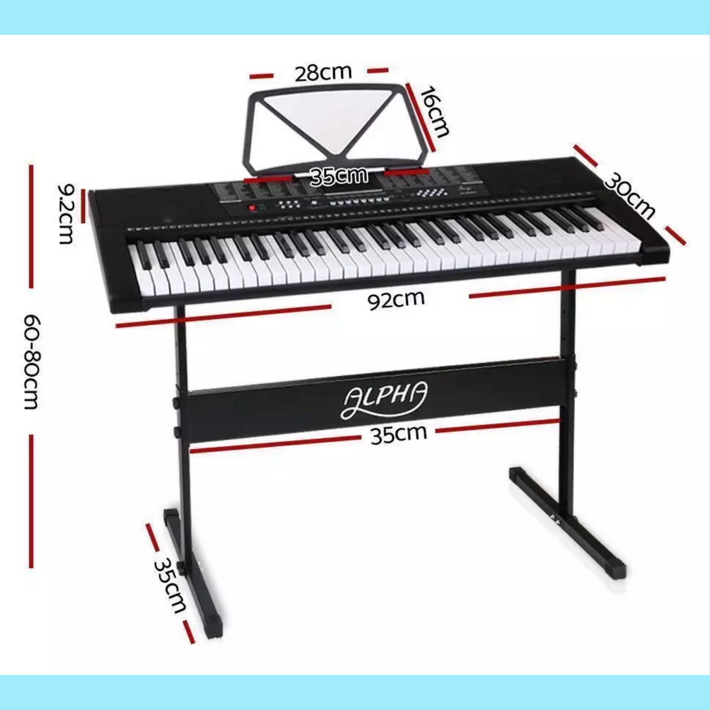 Alpha 61 Keys EK-63 Electronic Piano Keyboard & Stand