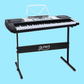 Alpha 61 Keys Silver Electronic Piano Keyboard with LED Screen with Music Stand