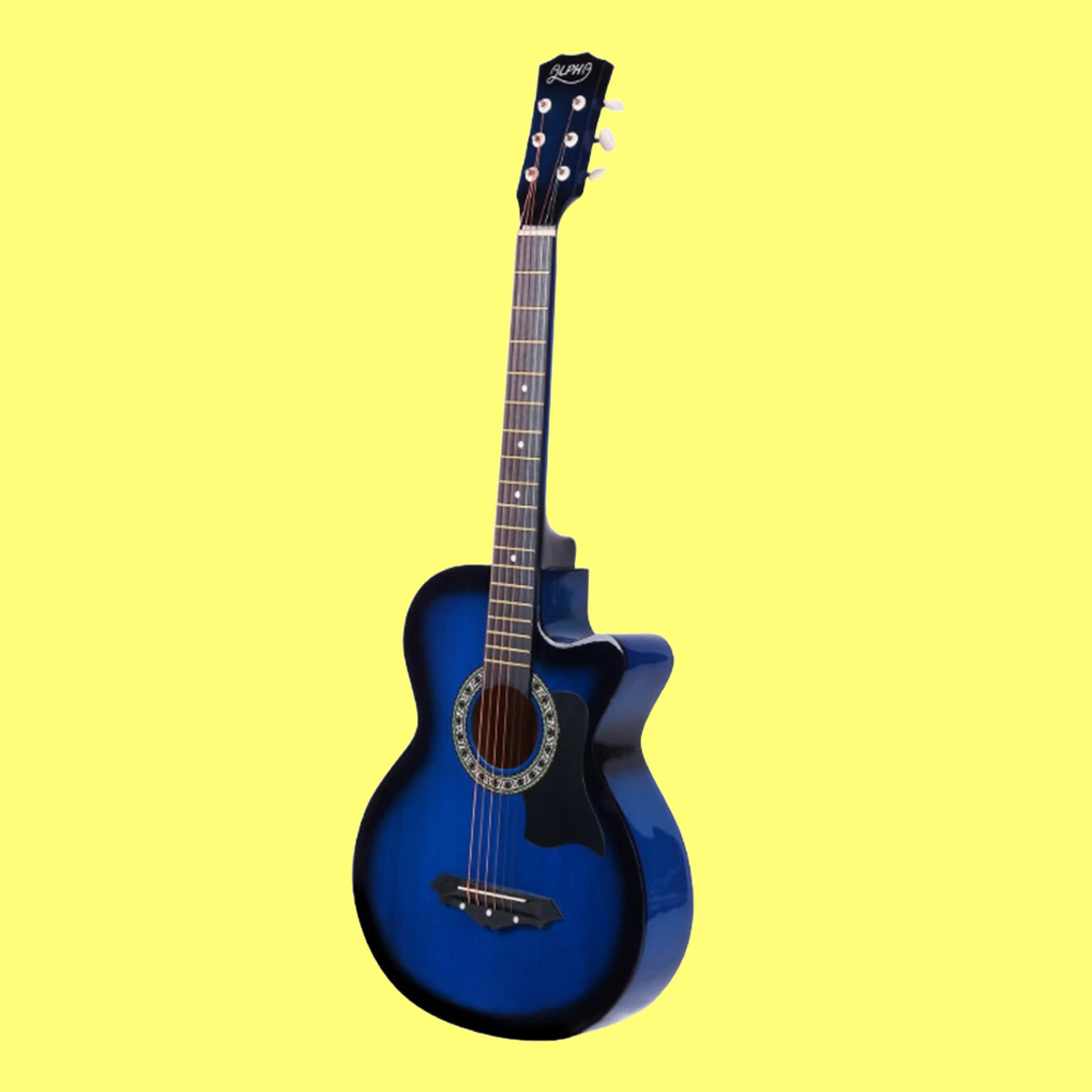 Alpha 38-inch Blue Acoustic Steel-Stringed Guitar, Carry Bag, Strap & Picks