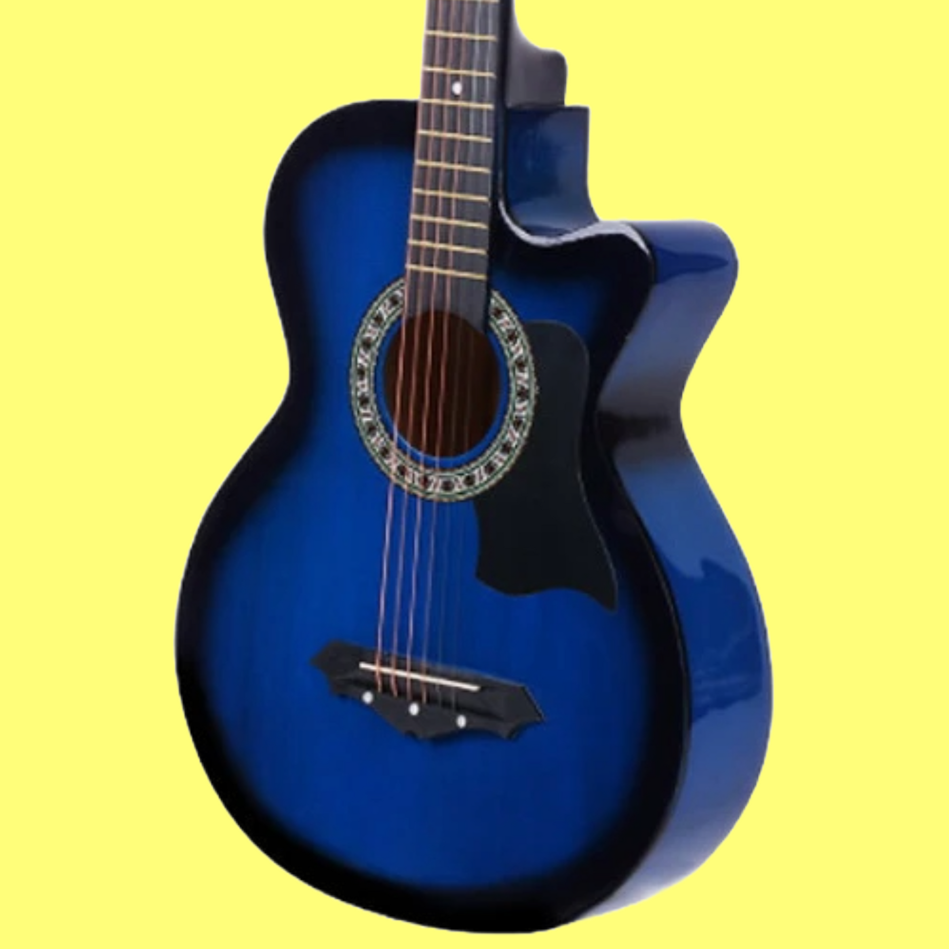 Alpha 38-inch Blue Acoustic Steel-Stringed Guitar, Carry Bag, Strap & Picks