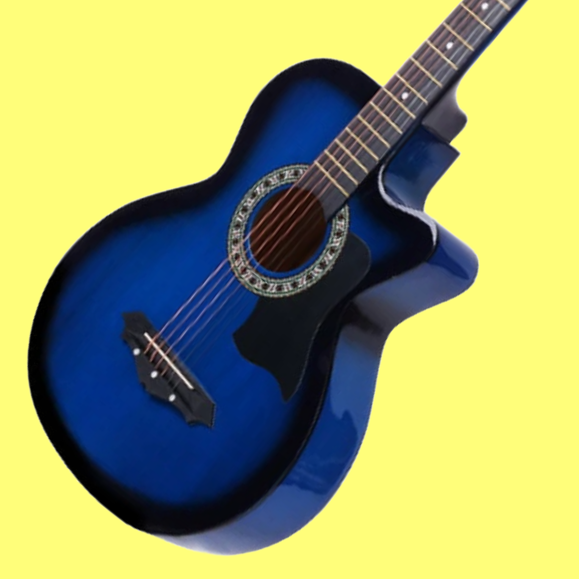 Alpha 38-inch Blue Acoustic Steel-Stringed Guitar, Carry Bag, Strap & Picks