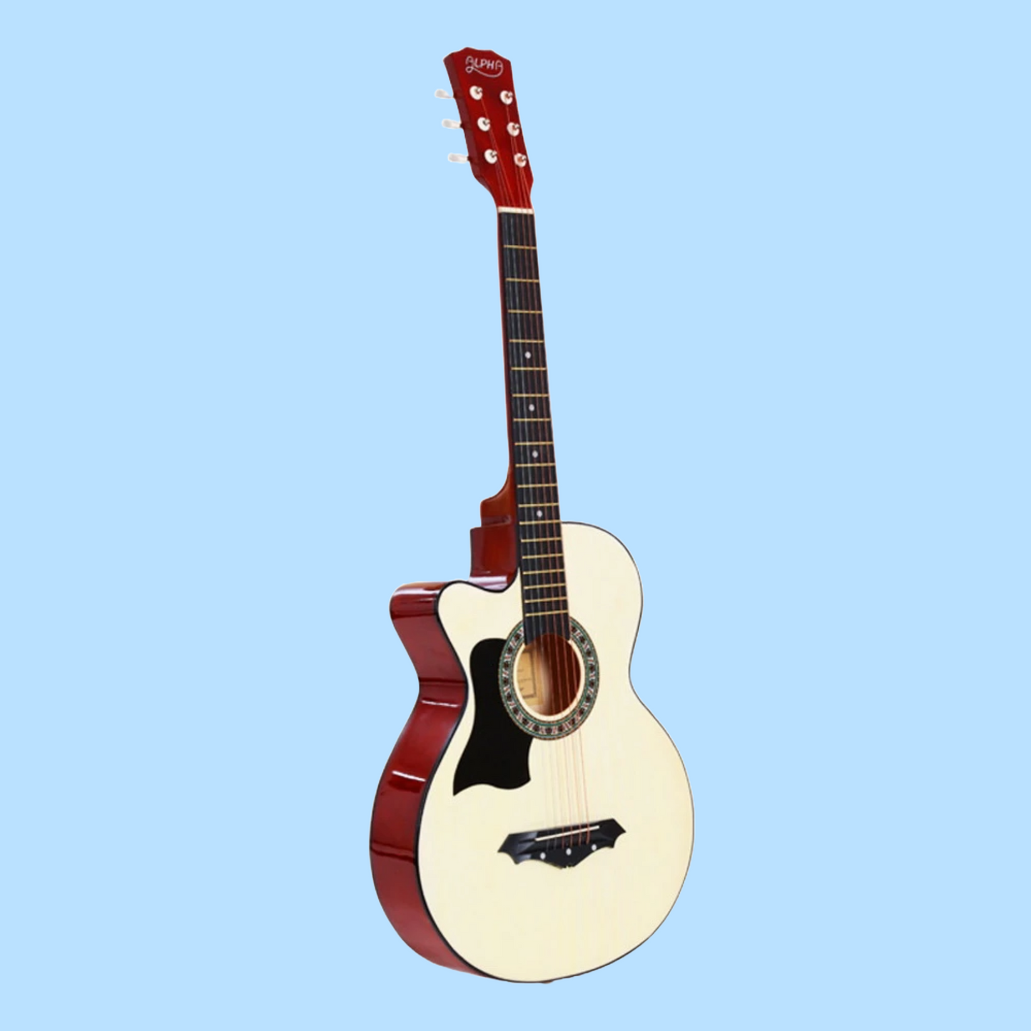 Alpha 38-inch Natural Left Handed Acoustic Guitar with Carry Bag, Strap & Picks