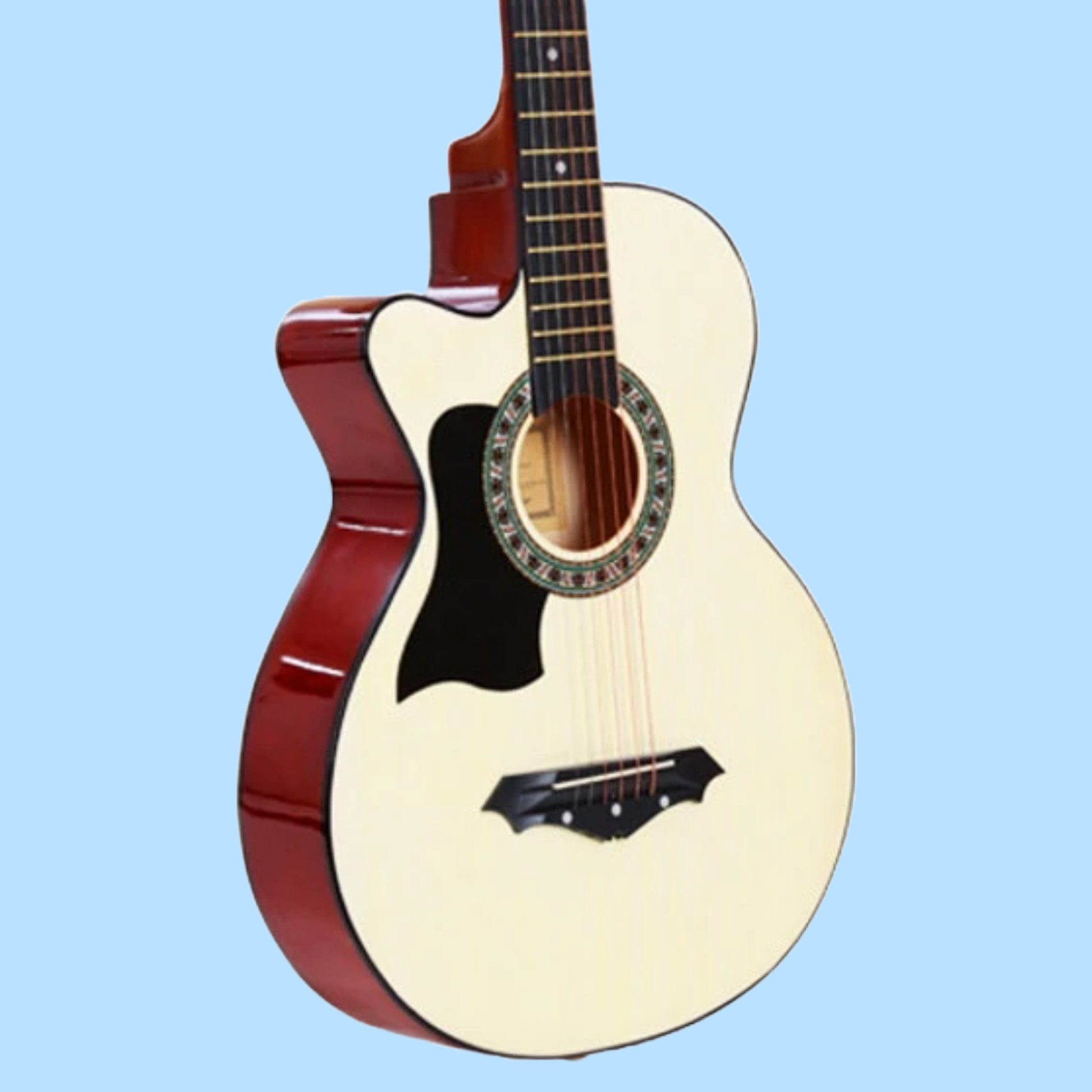 Alpha 38-inch Natural Left Handed Acoustic Guitar with Carry Bag, Strap & Picks