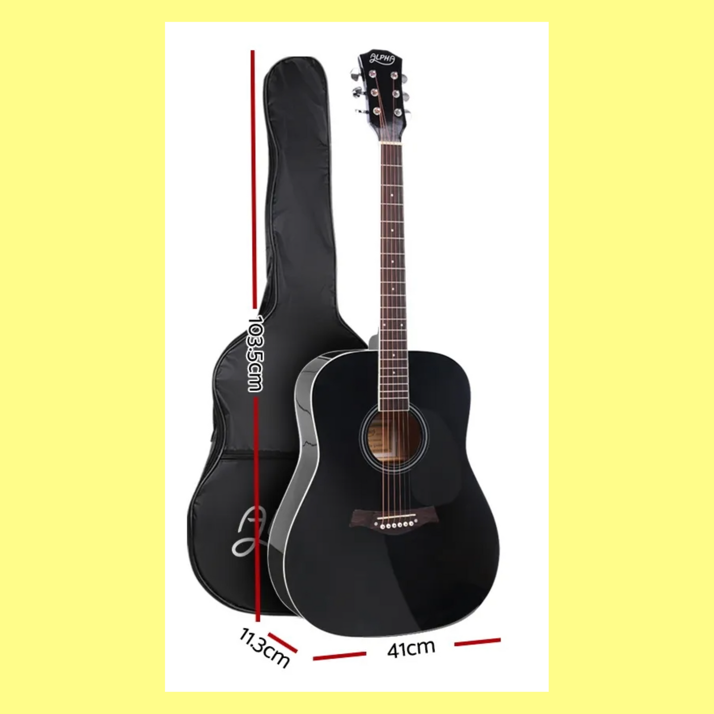 41" Acoustic Black Cutaway Steel-Stringed Guitar with Carry Bag & Accessory Pack