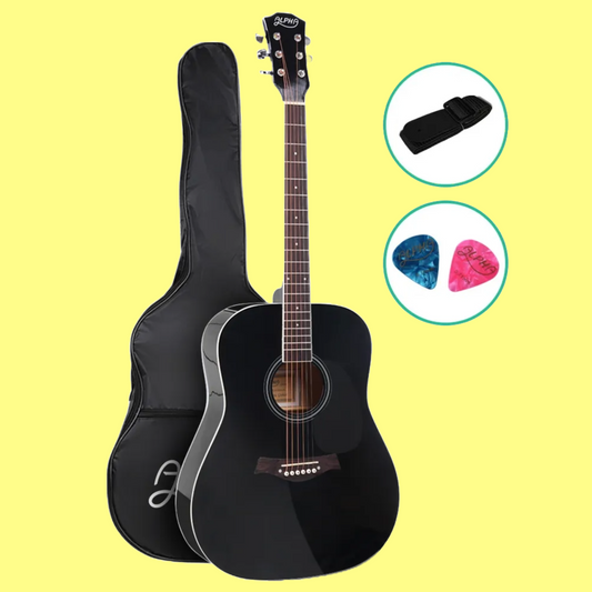 41" Acoustic Black Cutaway Steel-Stringed Guitar with Carry Bag & Accessory Pack