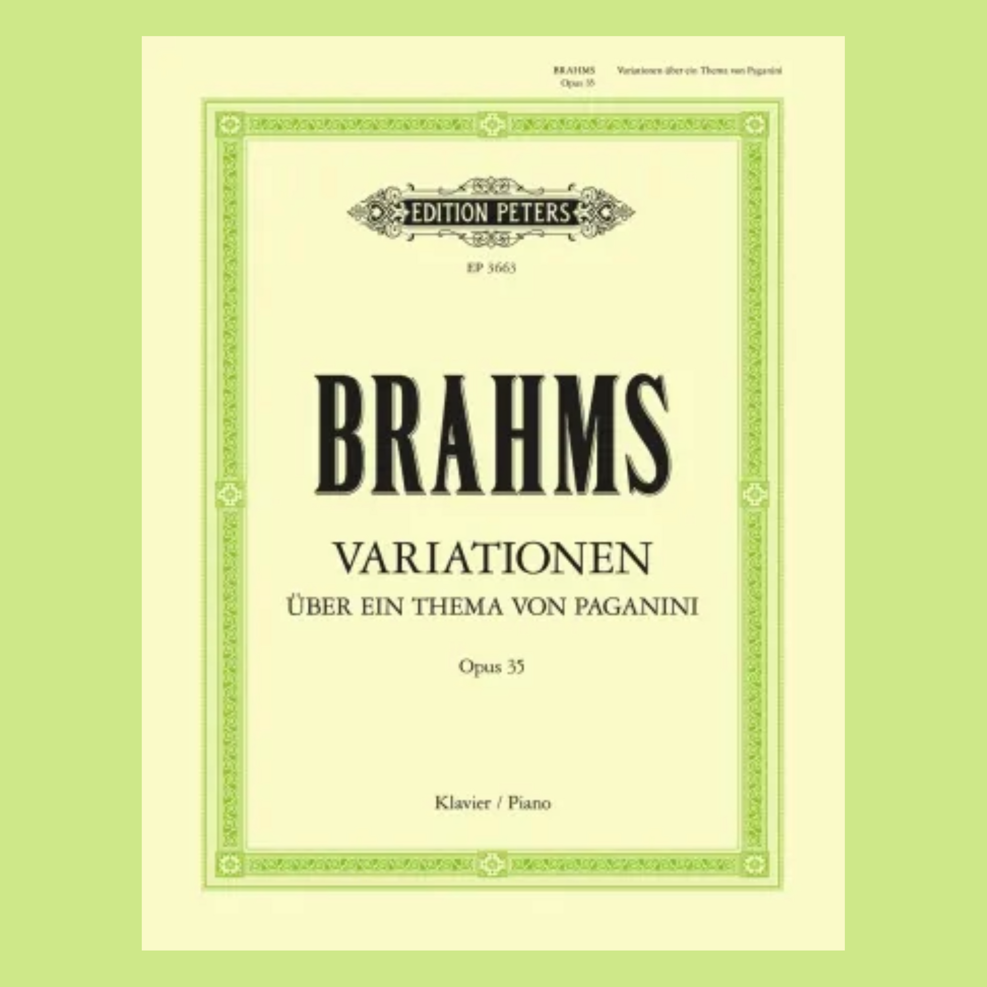 Brahms - Variations On A Theme Of Paganini Op 35 for Piano Complete Book