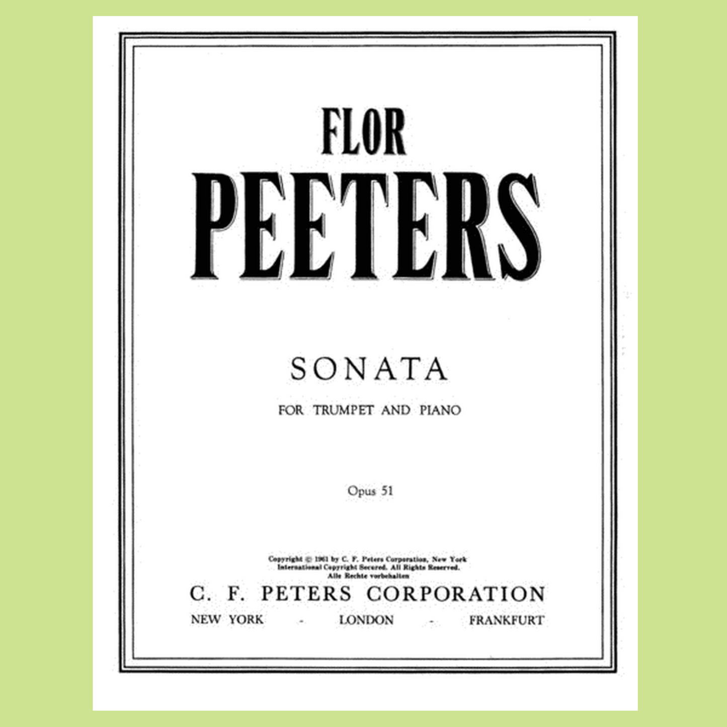 Peeters - Sonata Op 51 Trumpet with Piano Accompaniment Book