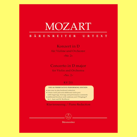 Mozart - Concerto for Violin No.2 in D (K.211) with Piano Accompaniment Book