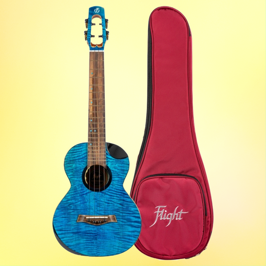 Flight Comet EQ-A Blue Tenor Electro Acoustic Ukulele with Premium Gig Bag (Arriving Dec)