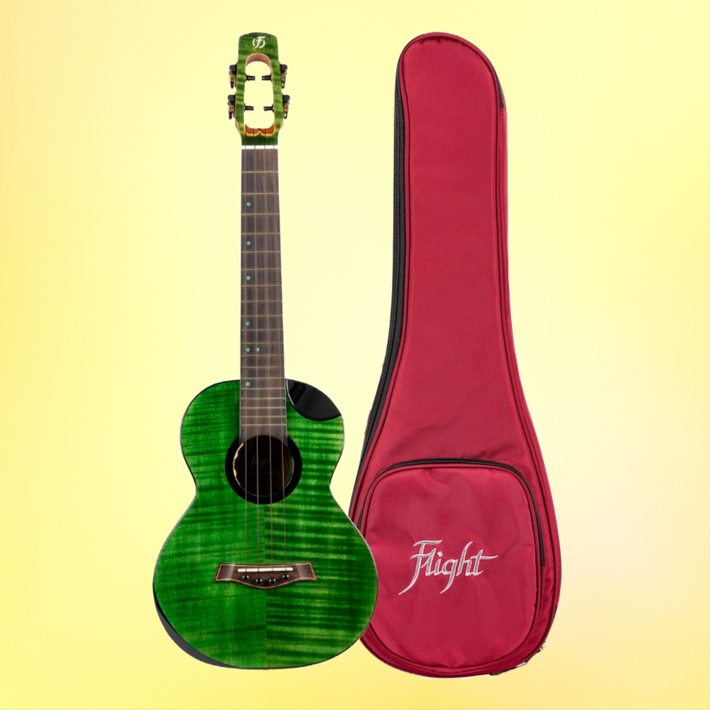 Flight Comet EQ-A Green Tenor Electro Acoustic Ukulele with Premium Gig Bag (Arriving Dec)