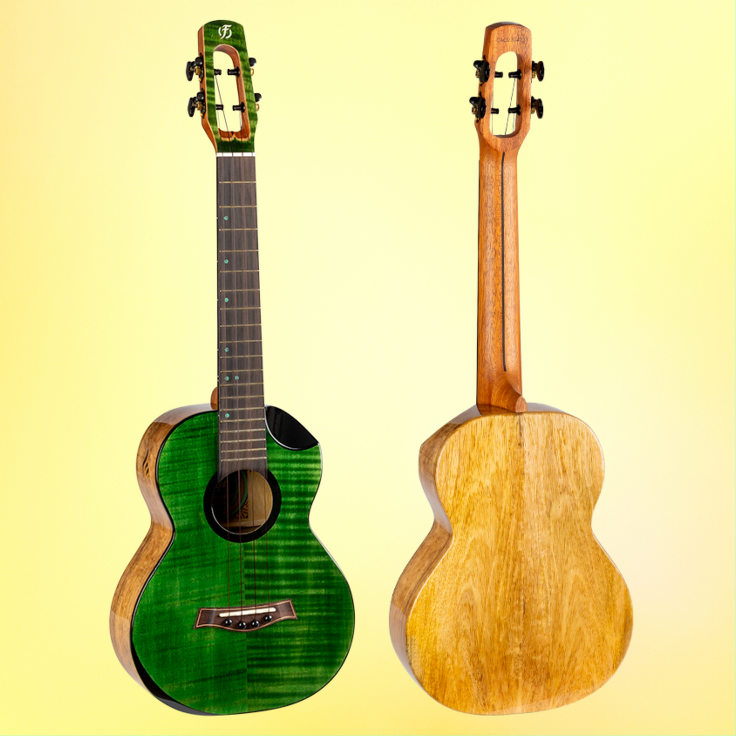 Flight Comet EQ-A Green Tenor Electro Acoustic Ukulele with Premium Gig Bag