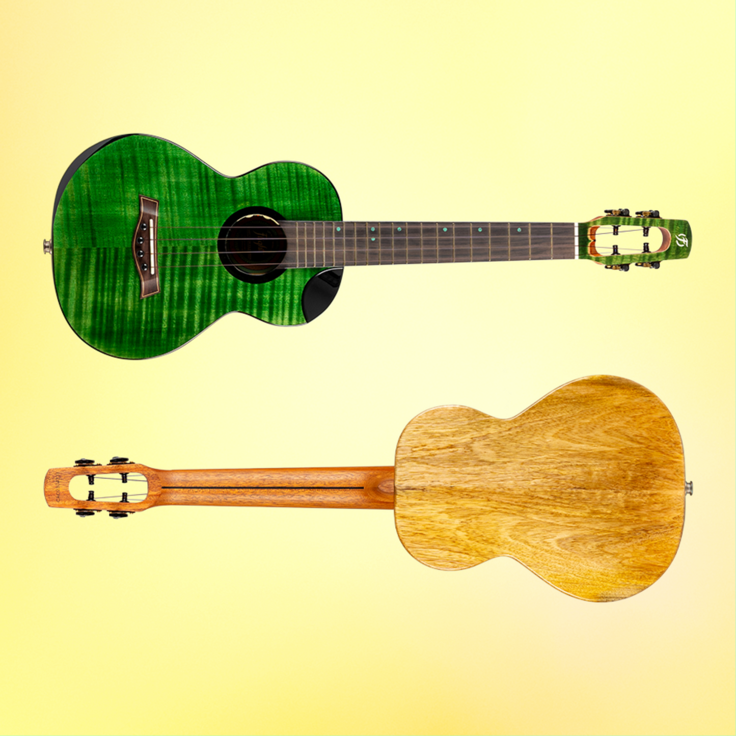 Flight Comet EQ-A Green Tenor Electro Acoustic Ukulele with Premium Gig Bag