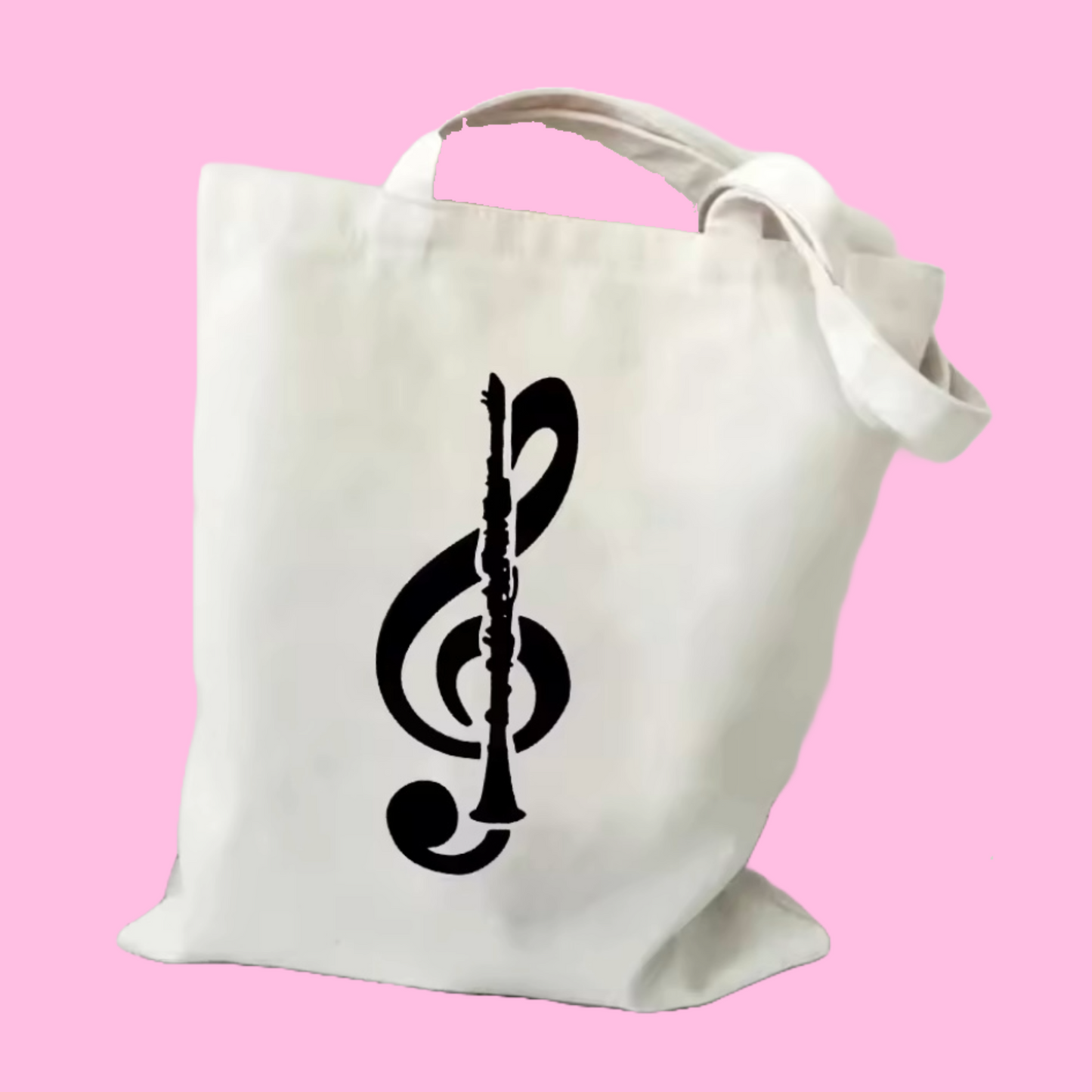 Clarinet Treble Clef Music Book Cotton Tote Bag (40cm x 35cm)