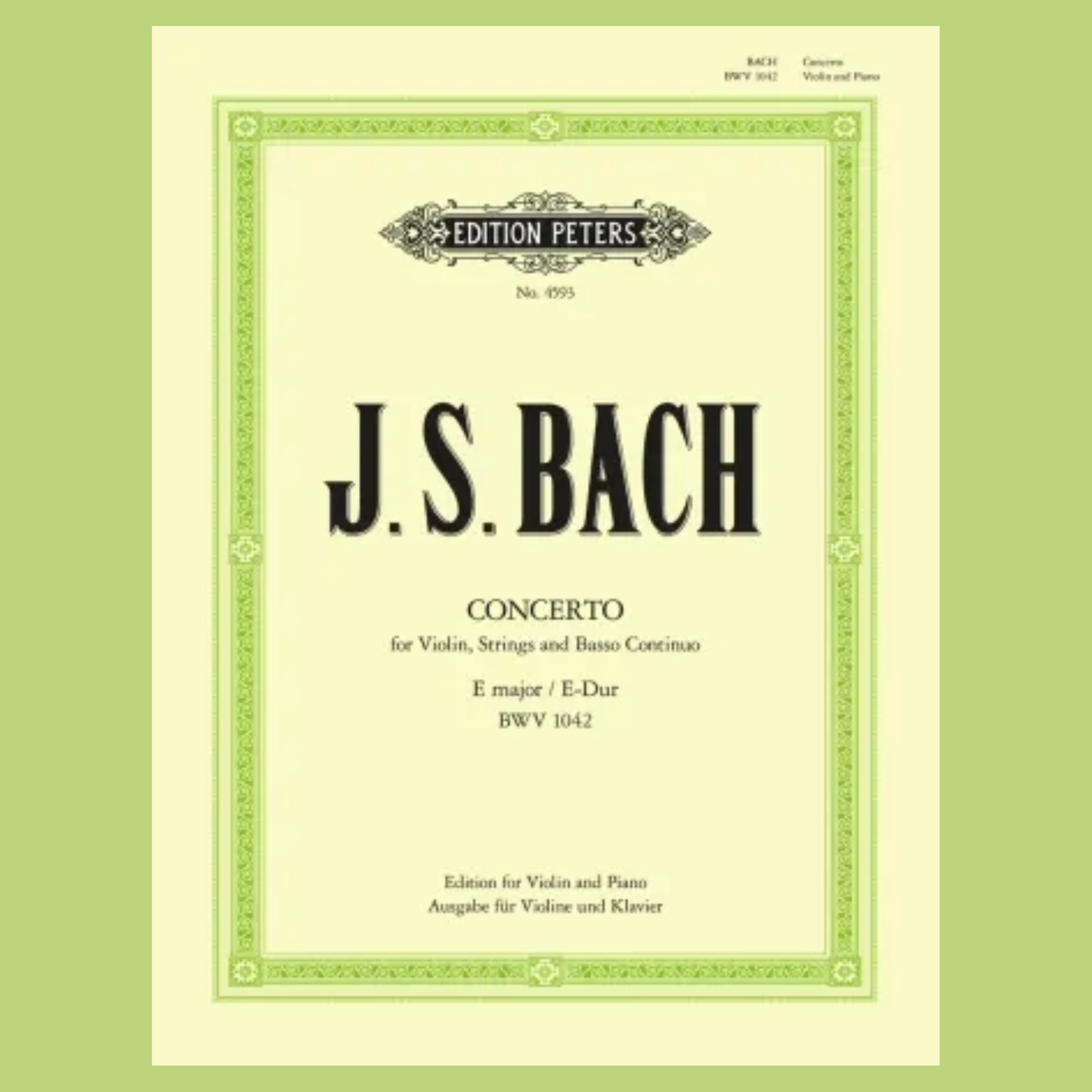 JS Bach - Concerto No 2 E BWV 1042 Violin with Piano Accompaniment Book