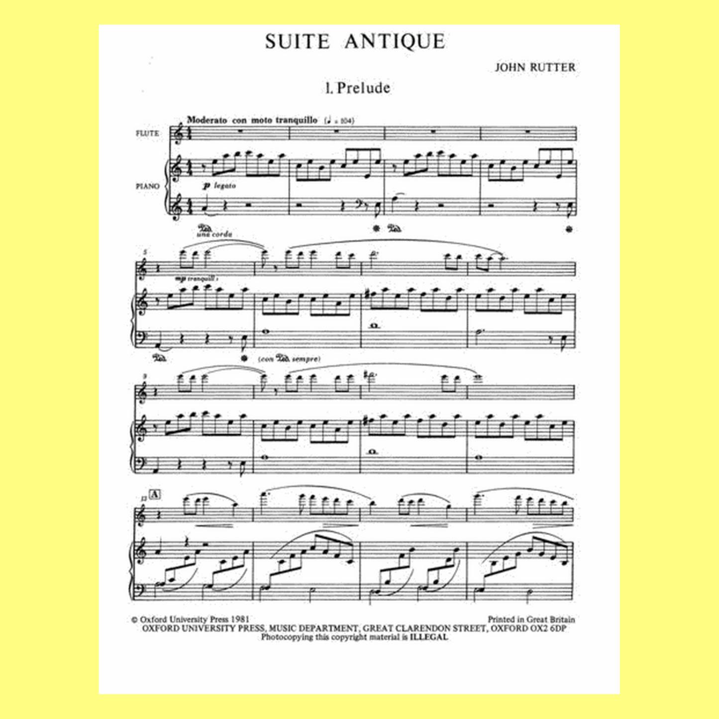 John Rutter - Suite Antique For Flute & Piano Book