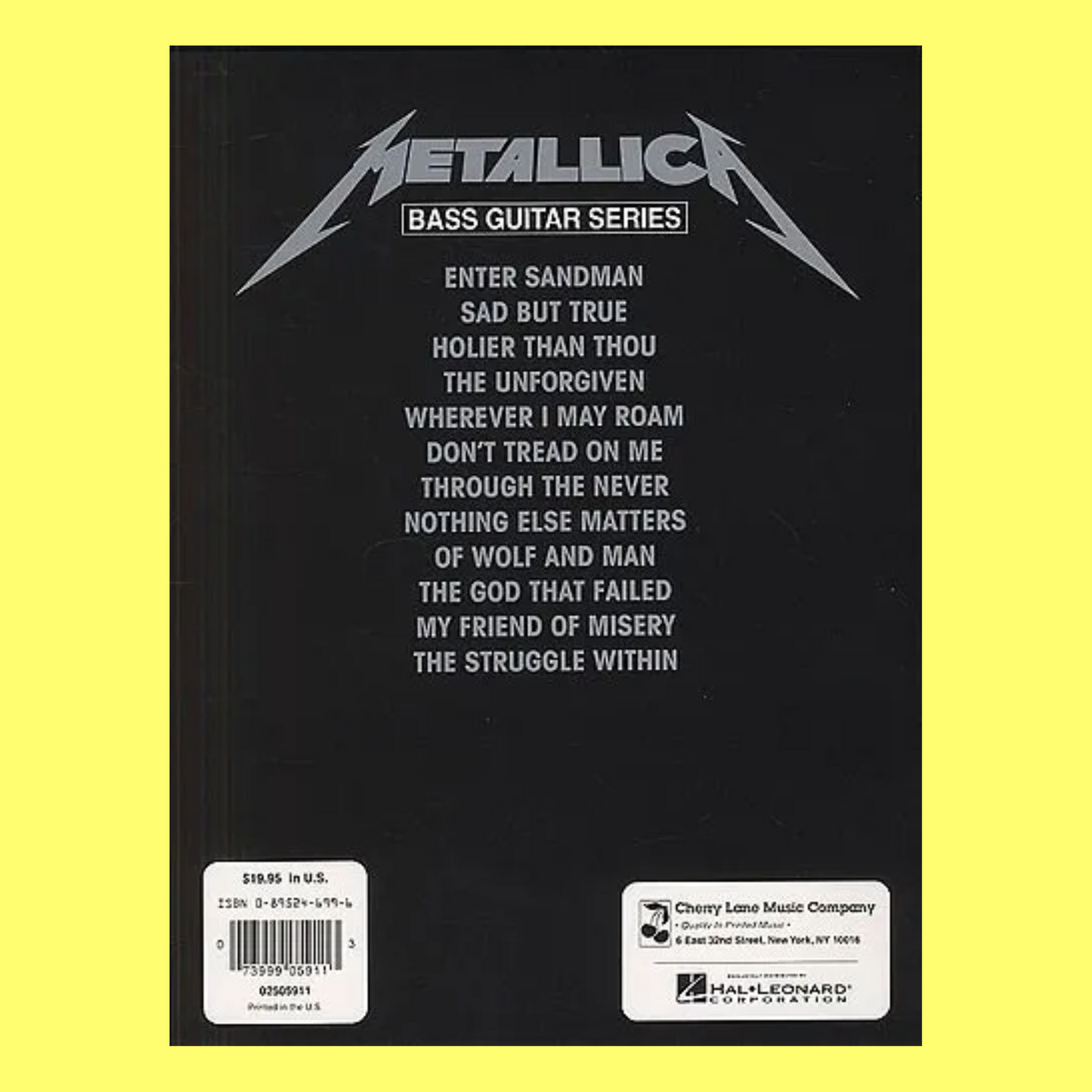 Metallica Black - Bass Tab Book