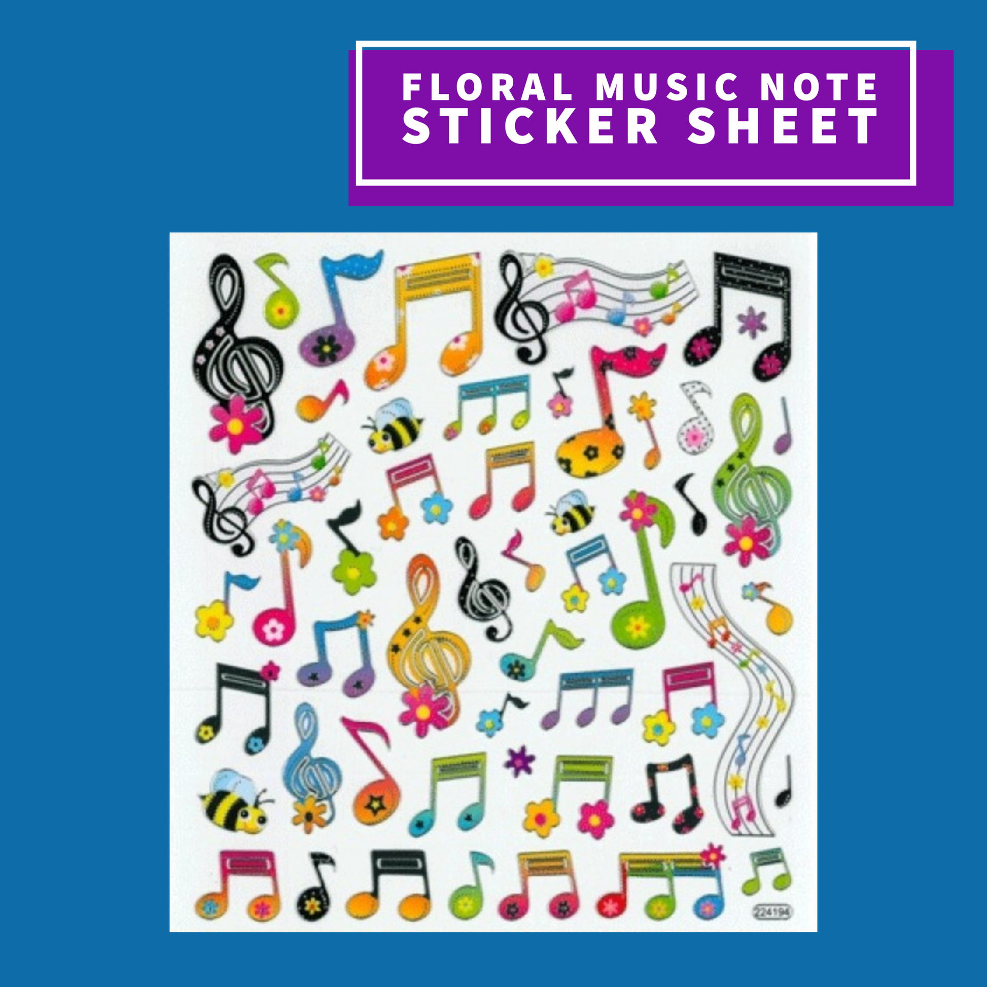 Music Stickers Sheet - Floral Music Notes