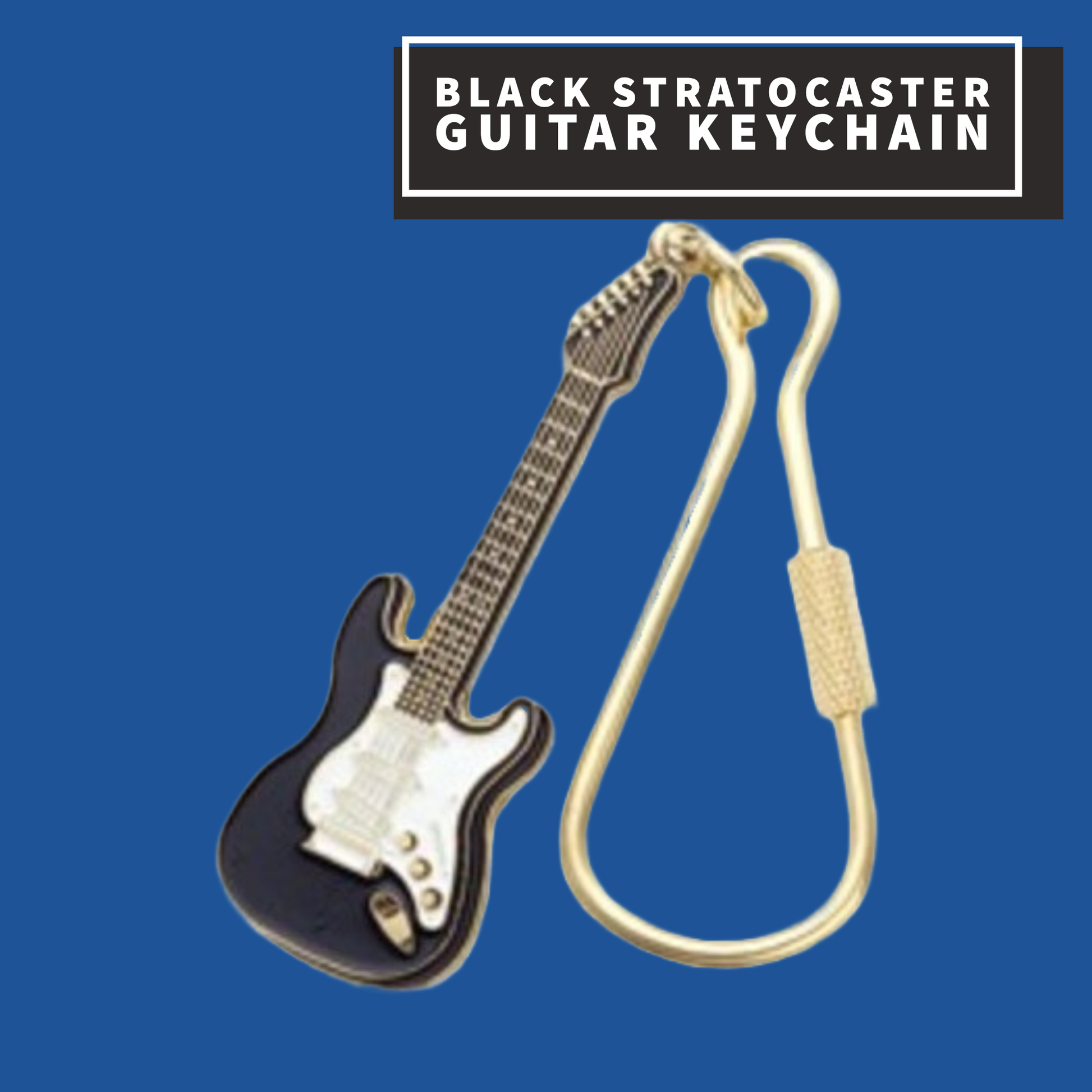 Black Stratocaster Guitar Keychain