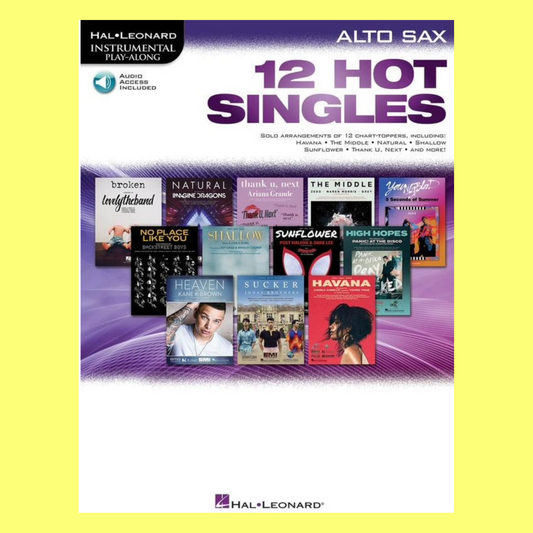 12 Hot Singles For Alto Saxophone Play Along Book/Ola