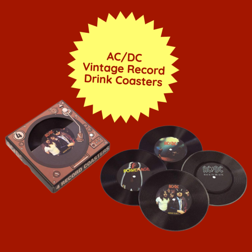 AC/DC Vintage Record Drink Coasters - Set Of 4