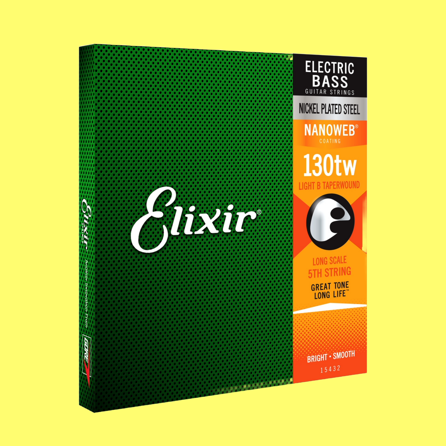 Elixir 15432 Nanoweb Single Bass Guitar String - Medium B .130TW Taper Wound