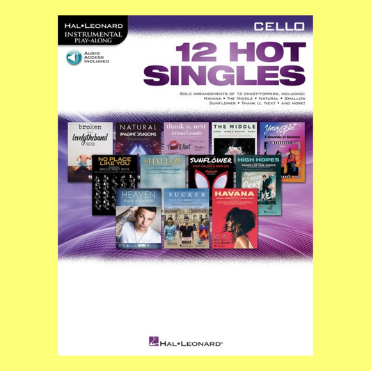 12 Hot Singles For Cello Play Along Book/Ola