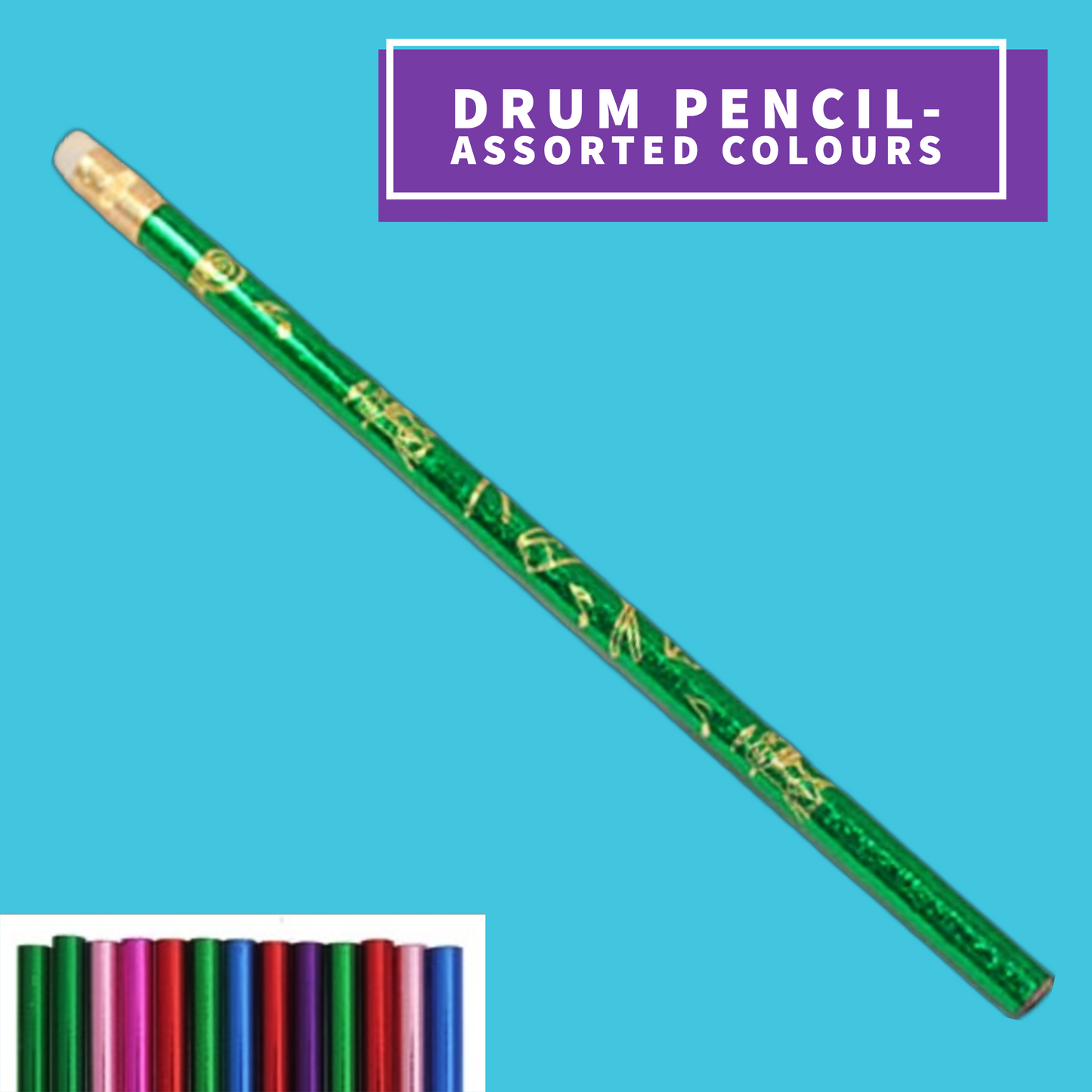 Drum Design Pencil in Assorted Colours