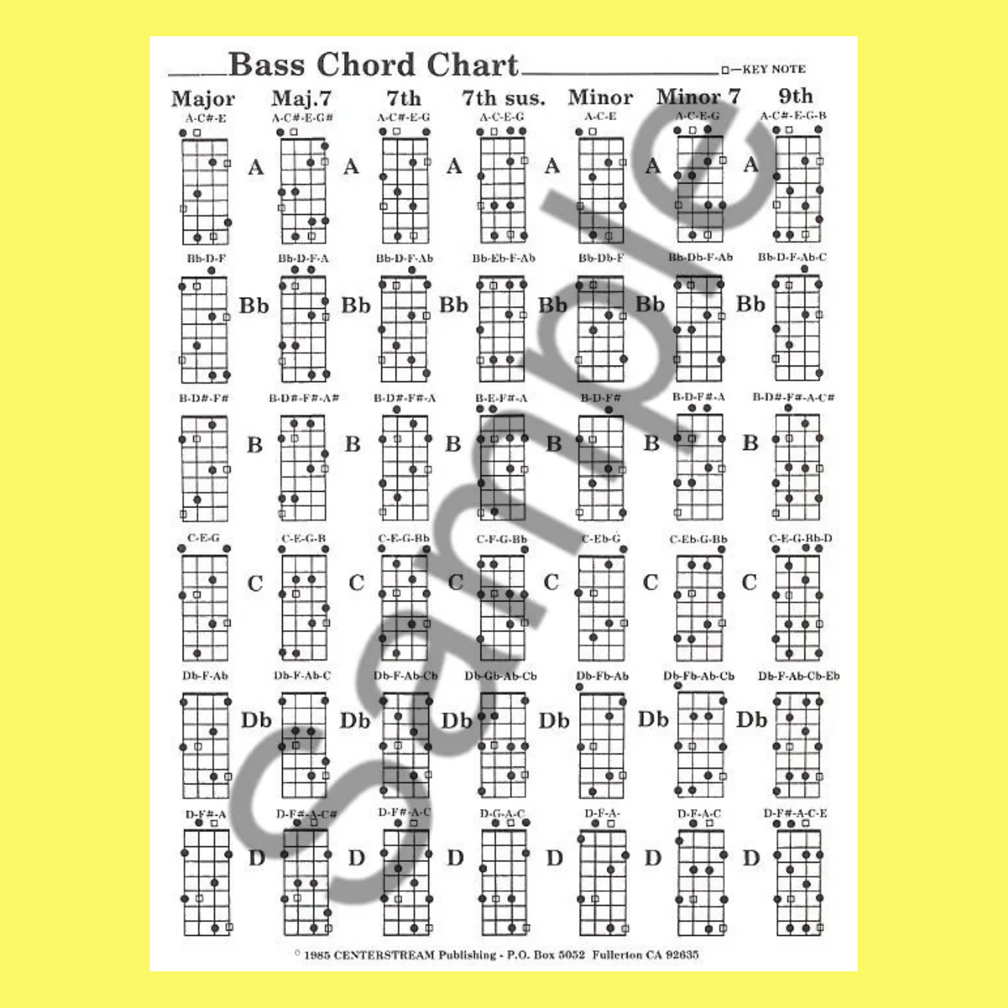 Bass Guitar Chords Booklet