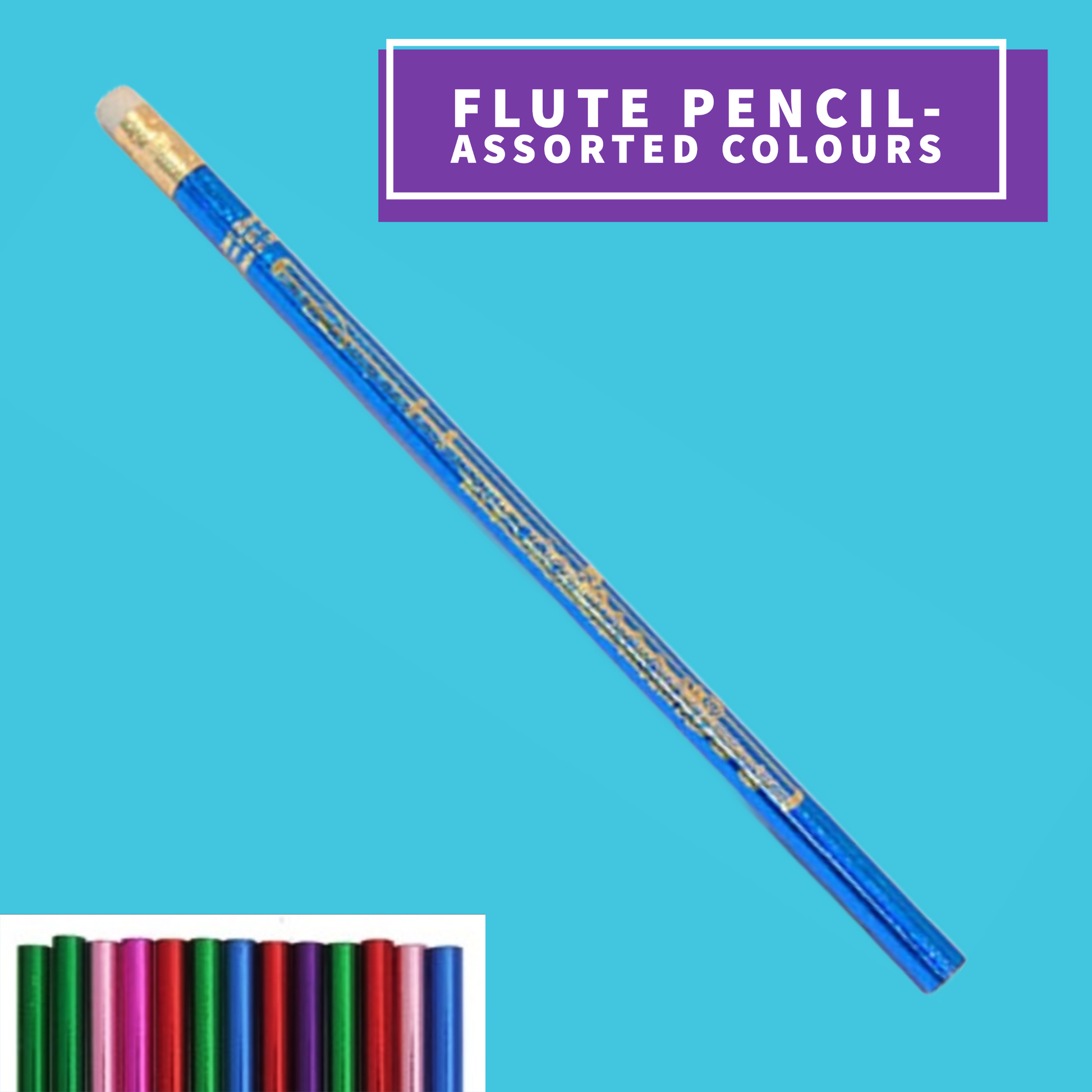 Flute Design Pencil in Assorted Colours