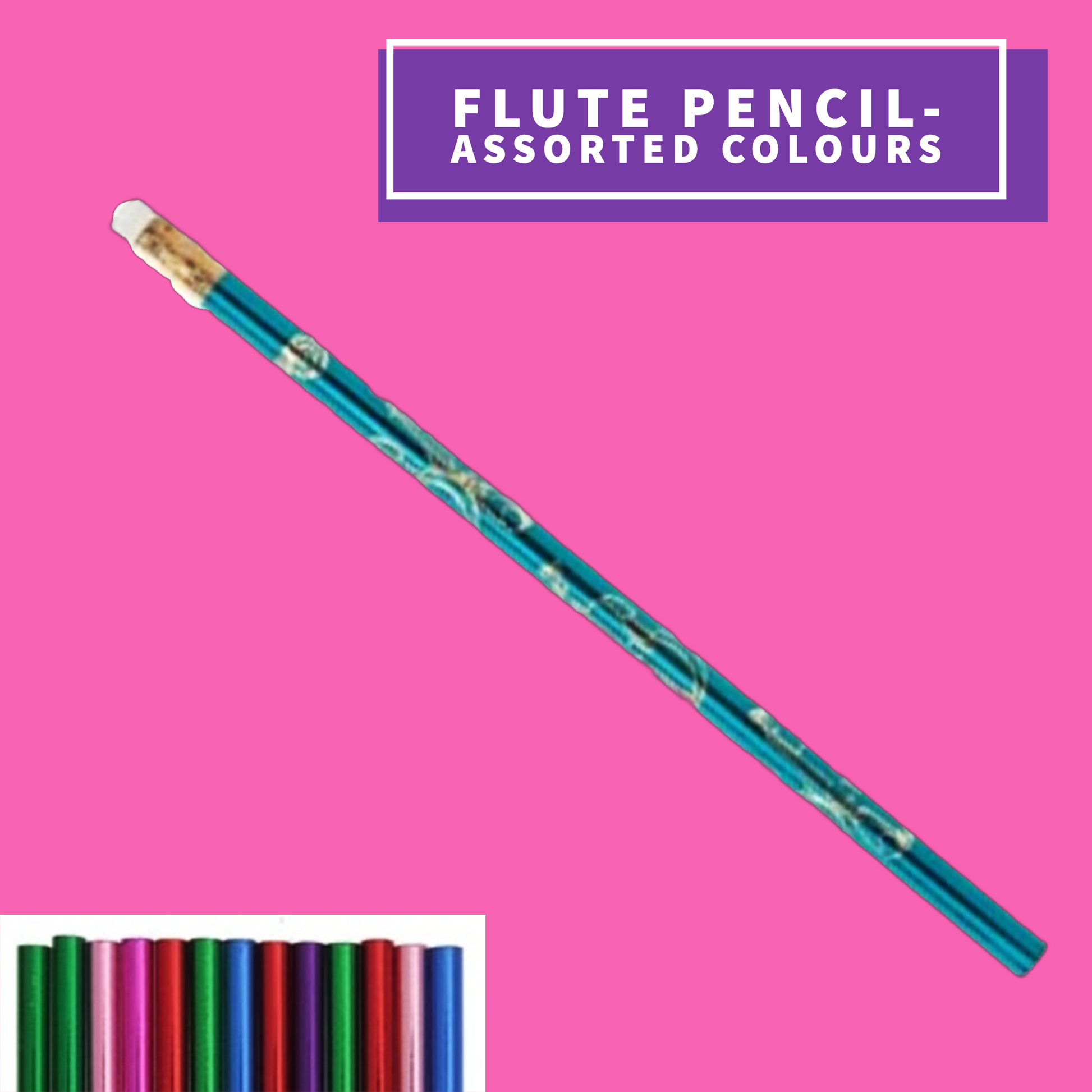 Music Theme Pencil - Violin Design (Assorted Colours)