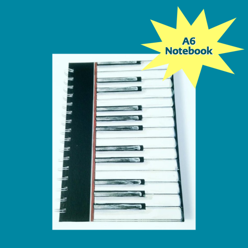 A6 Hardback Spiral Bound Notebook - Piano Keys Design