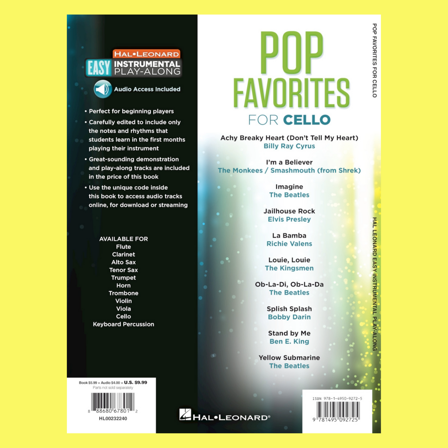 Pop Favorites For Cello Play Along Book/Ola