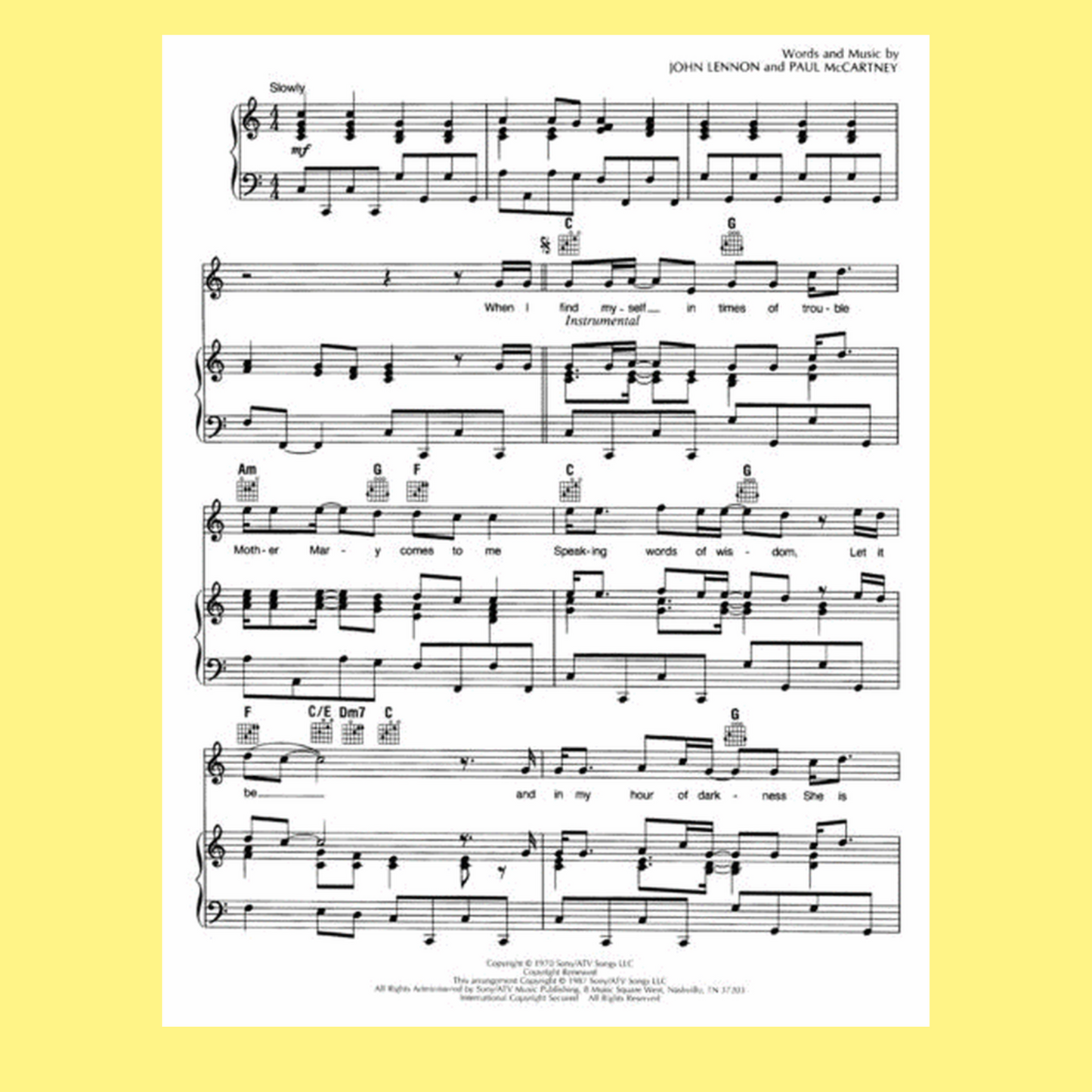 John Lennon & Paul McCartney - Let It Be PVG Sheet Music