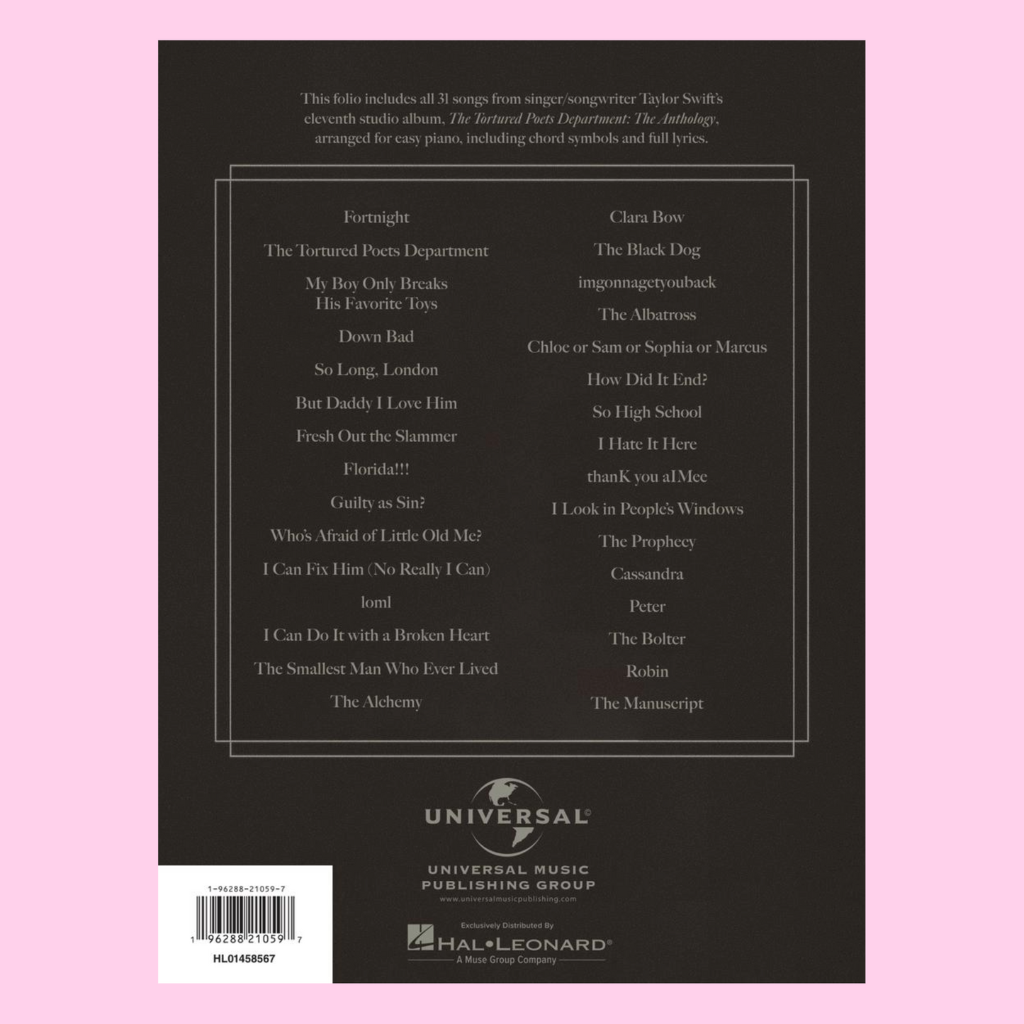 Taylor Swift - The Tortured Poets Department: Easy Piano Anthology Book