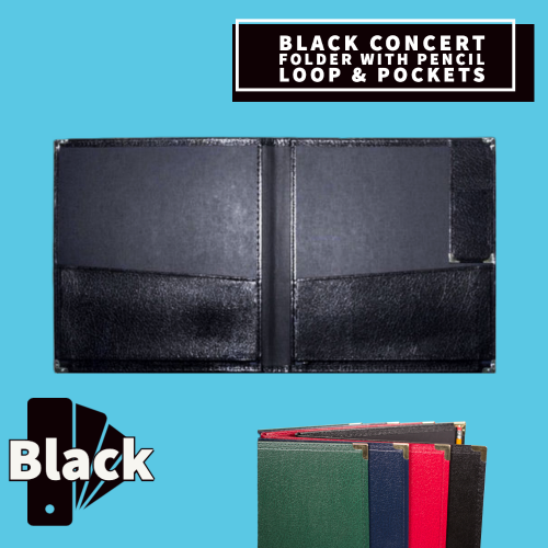 Black Concert Folder with Pencil Loop & Storage Pockets (30.4cm x 35.5cm)