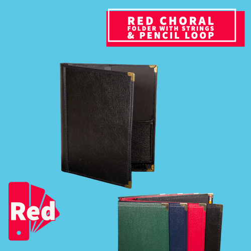 Red Choral Folder with Strings and Pencil Loop (22.8cm x 30.4cm)