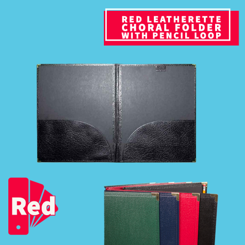 Red Leatherette Band Folder with Pencil Loop (27.9cm x 35.5cm)