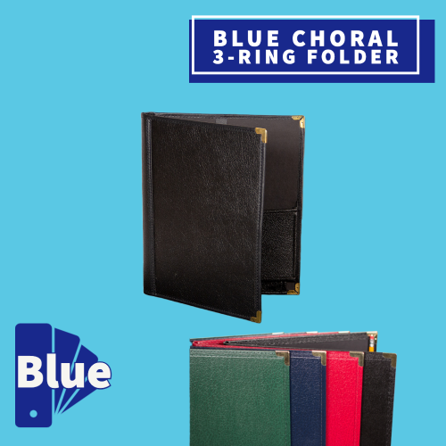 Blue Choral 3-Ring Folder with Expanding Pockets and Pencil Loop (22.8cm x 30.4cm)