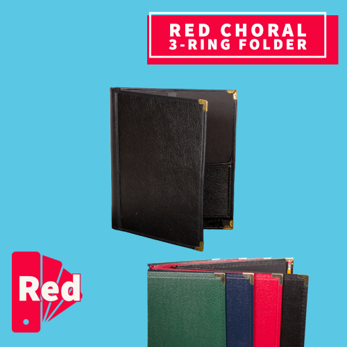 Red Choral 3-Ring Folder with Expanding Pockets and Pencil Loop (22.8cm x 30.4cm)