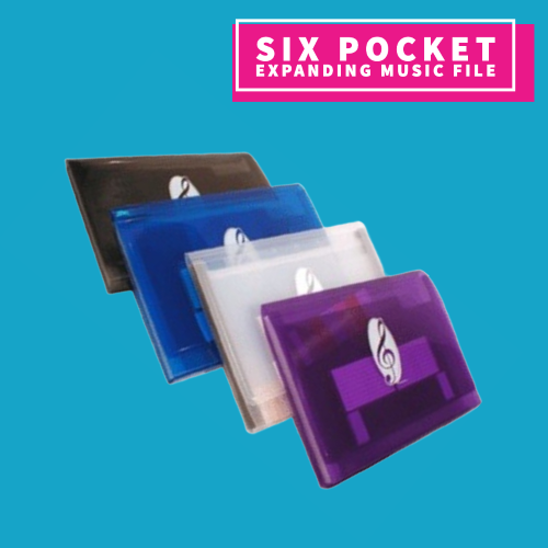 Six Pocket Expanding Music File - G Clef Design (Assorted Colours)