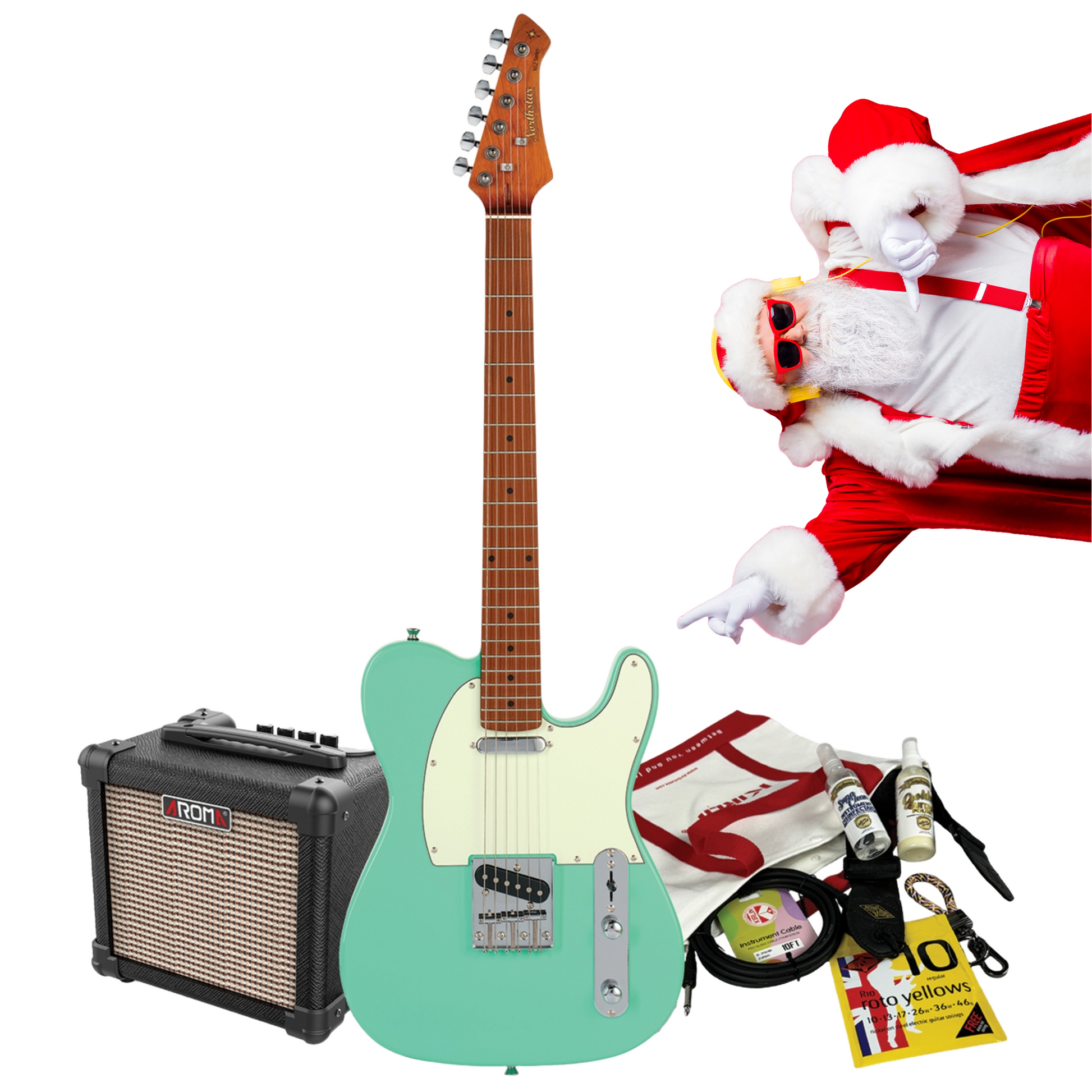 Northstar T-Style Sea Foam Green Electric Guitar, Amp & Accessory Christmas Pack