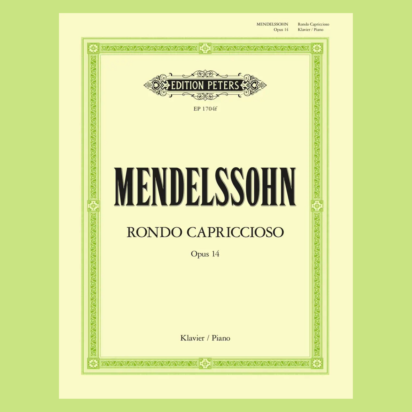 Mendelssohn - Rondo Capriccioso Op 14 For Piano Solo Book